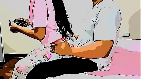 Melhores vídeos de energia Minha sobrinha quer que eu a ensine a jogar videogame e eu a ensino sentado sobre minhas pernas - naquele dia eu aproveito a versão de desenho animado da minha sobrinha
