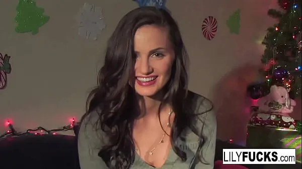 Best Lily tells us her horny Christmas wishes before satisfying herself in both holes energy Videos
